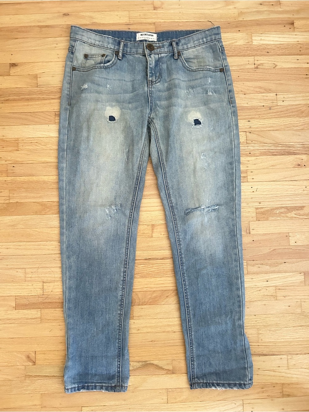 ONE TEASPOON Revolve Awesome Baggies Light Blue Distressed Baggy Slouch Jeans 27
